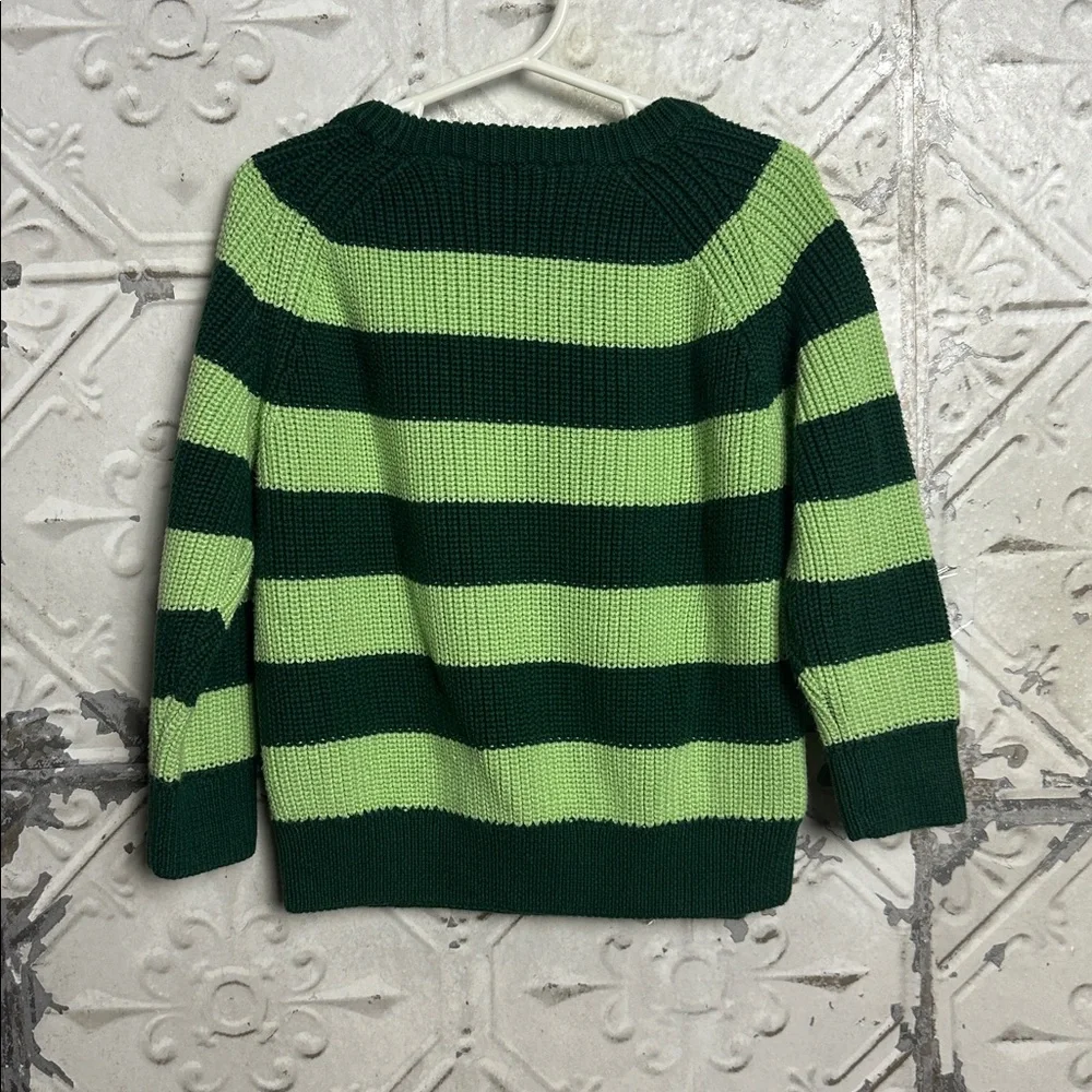 H&M Dark and Light Green Striped Knit Sweater